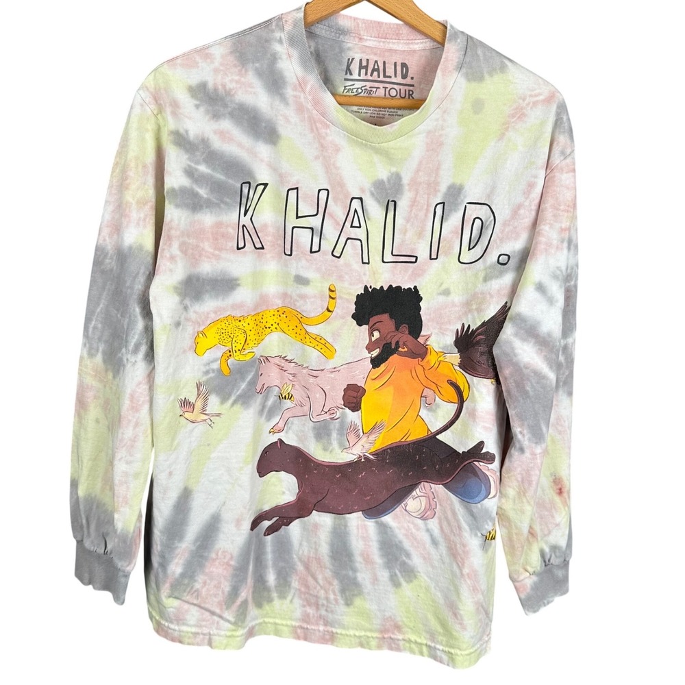 Khalid Free Spirit 2019 Tour Long Sleeve Tie Dye Graphic Shirt Mens Large
